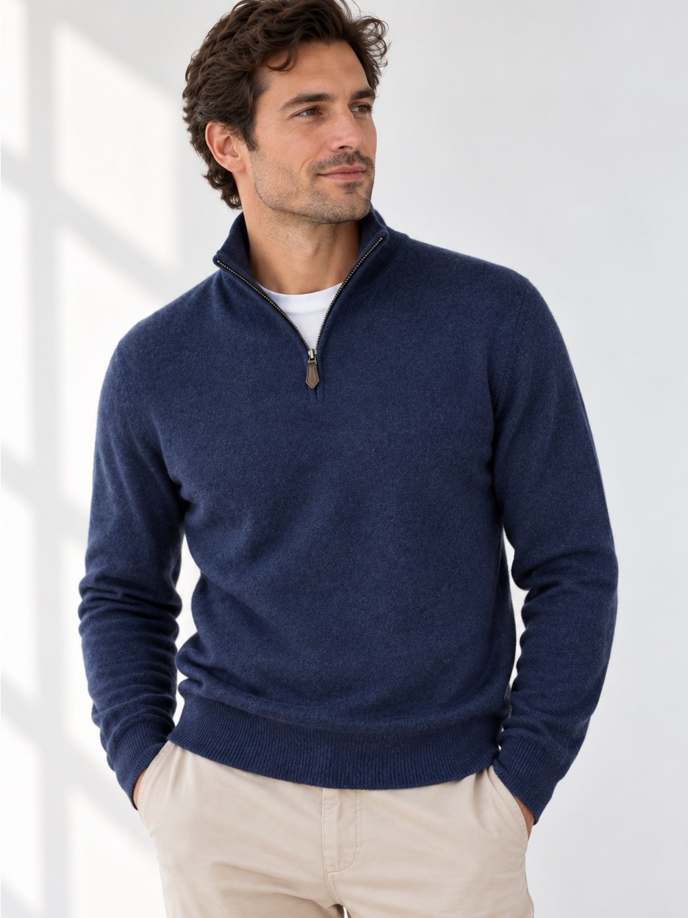 Vintage Bloomingdale’s Men’s 100% Cashmere Quarter Zip Sweater XL Navy